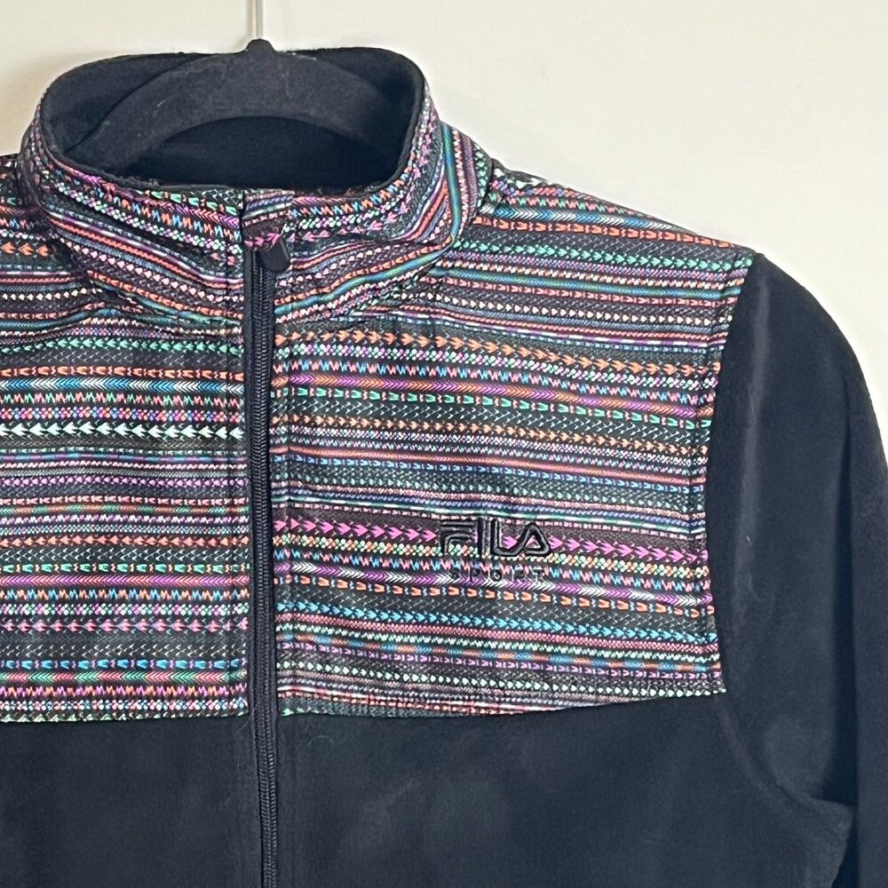 Fila Sport Biella Performance Fleece Jacket XS Full Zip Geometric Light Coat